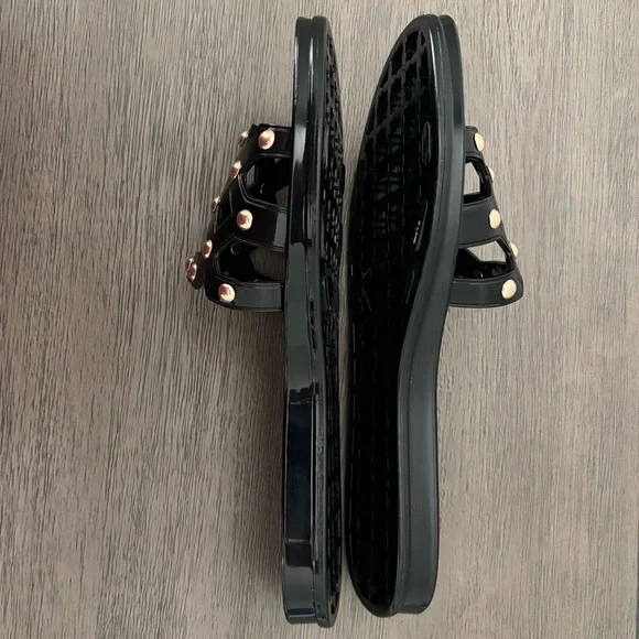 Vince Camuto • Carron Jelly Slide Sandals - Black w/ Gold Studs, Women’s Size 7 - Picture 9 of 14